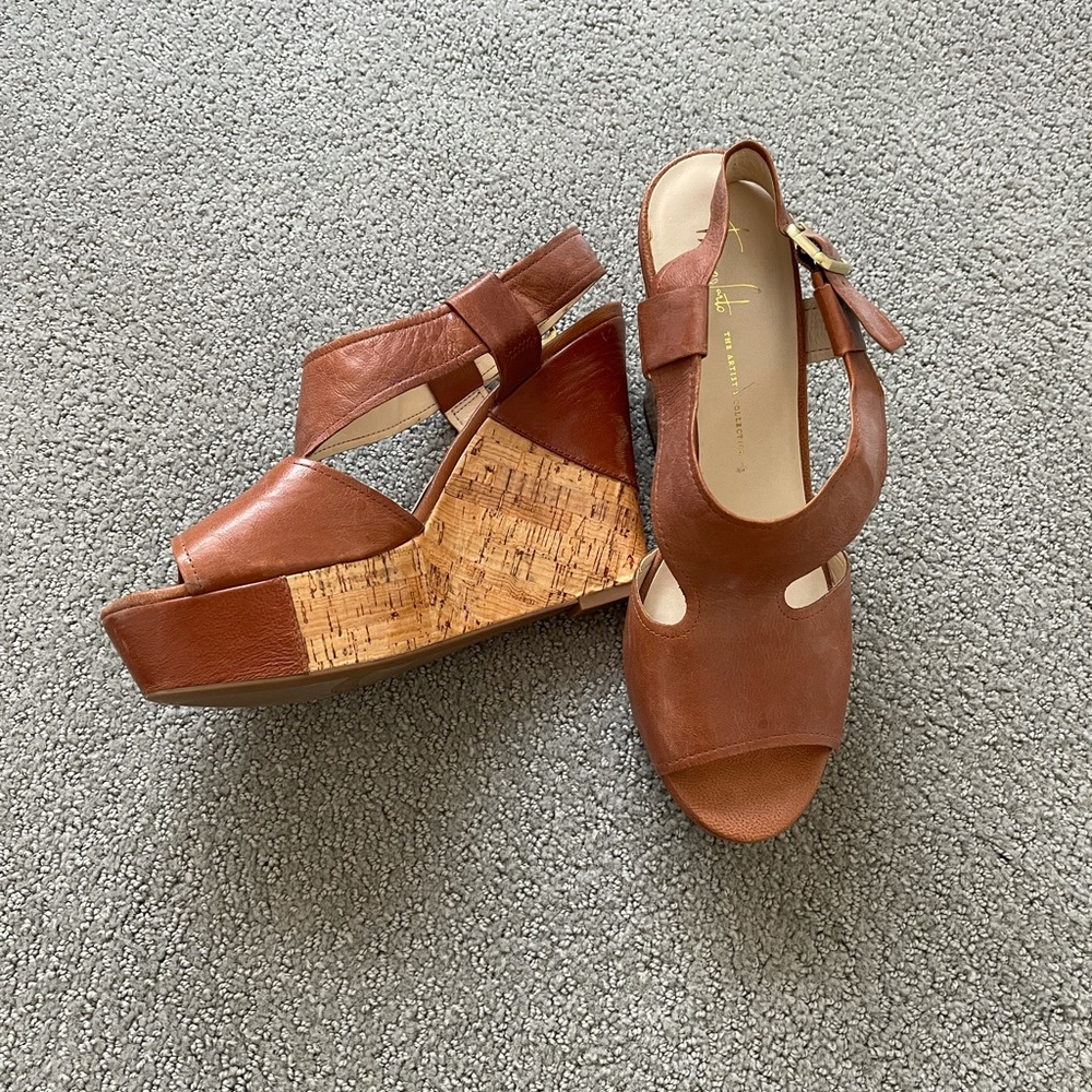 Franco Sarto Tan Leather Wedges